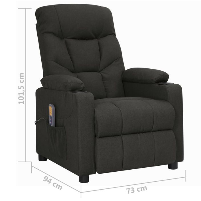 Fauteuil de massage Noir Tissu - Photo n°12