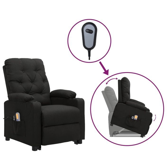 Fauteuil de massage Noir Tissu - Photo n°1