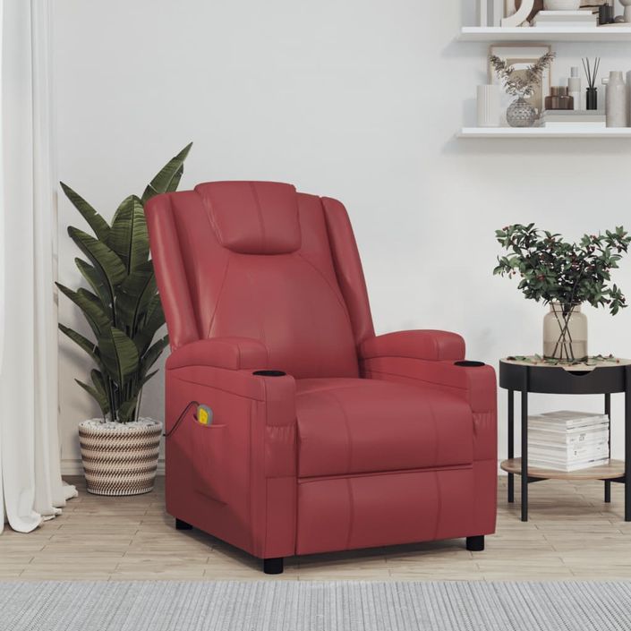 Fauteuil de massage Rouge bordeaux Similicuir - Photo n°1