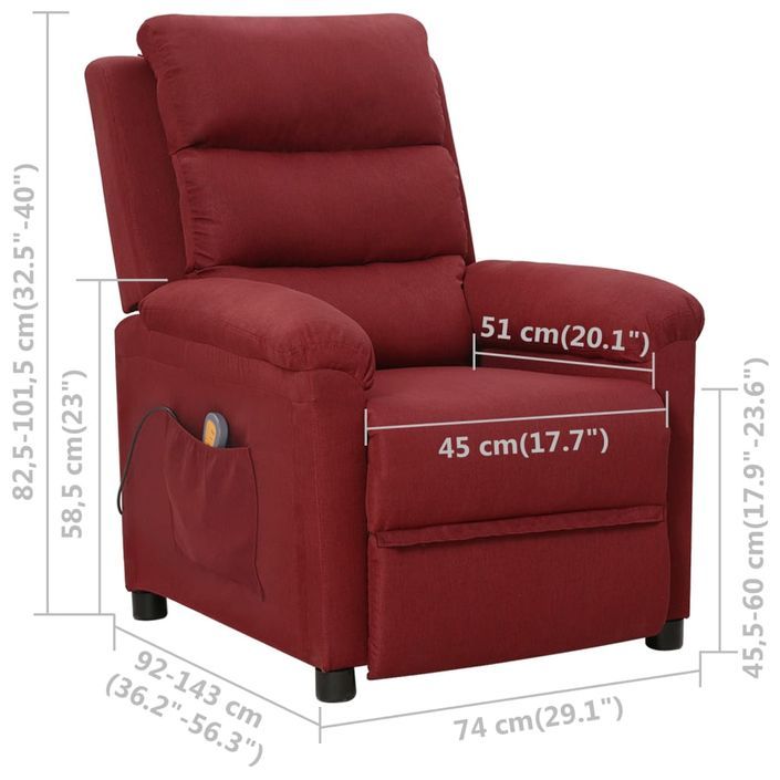 Fauteuil de massage Rouge bordeaux Tissu - Photo n°11