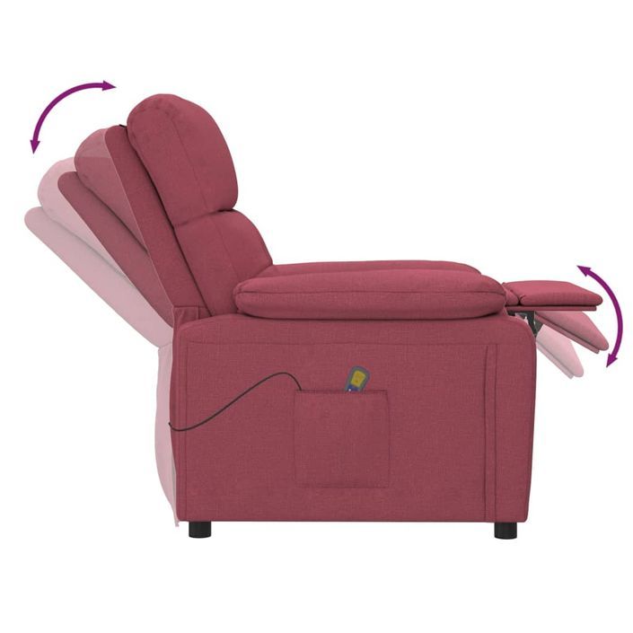 Fauteuil de massage Rouge bordeaux Tissu - Photo n°7