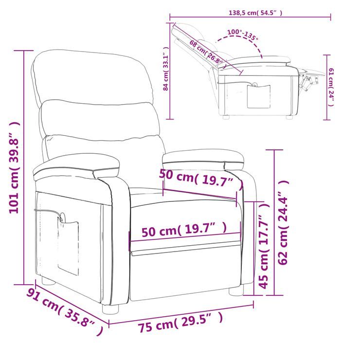 Fauteuil de massage Rouge bordeaux Tissu - Photo n°11