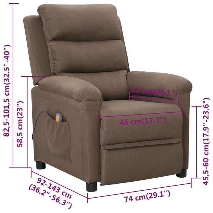 Fauteuil de massage Taupe Tissu - Photo n°11