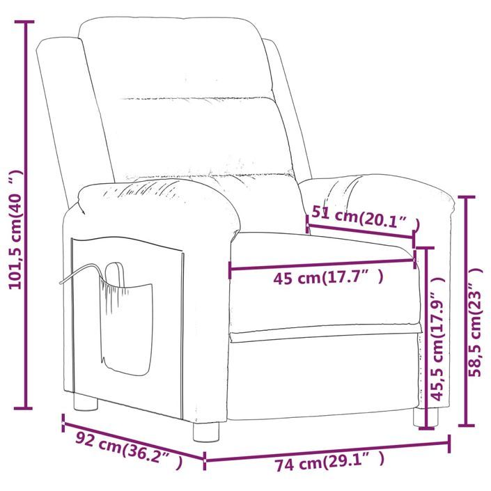 Fauteuil de massage Vert clair velours - Photo n°9