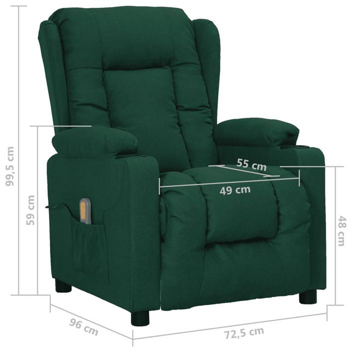 Fauteuil de massage Vert foncé Tissu - Photo n°12