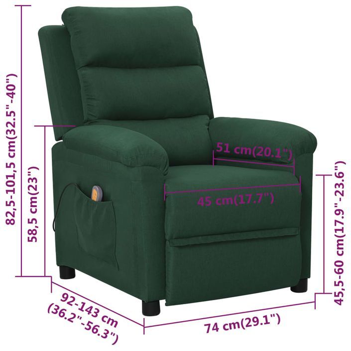 Fauteuil de massage Vert foncé Tissu - Photo n°11