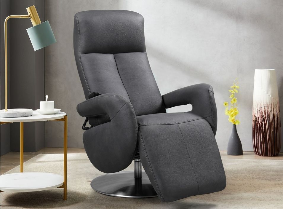 Fauteuil de relaxation électrique 2 moteurs en cuir avec têtière réglable Balbo - Photo n°3