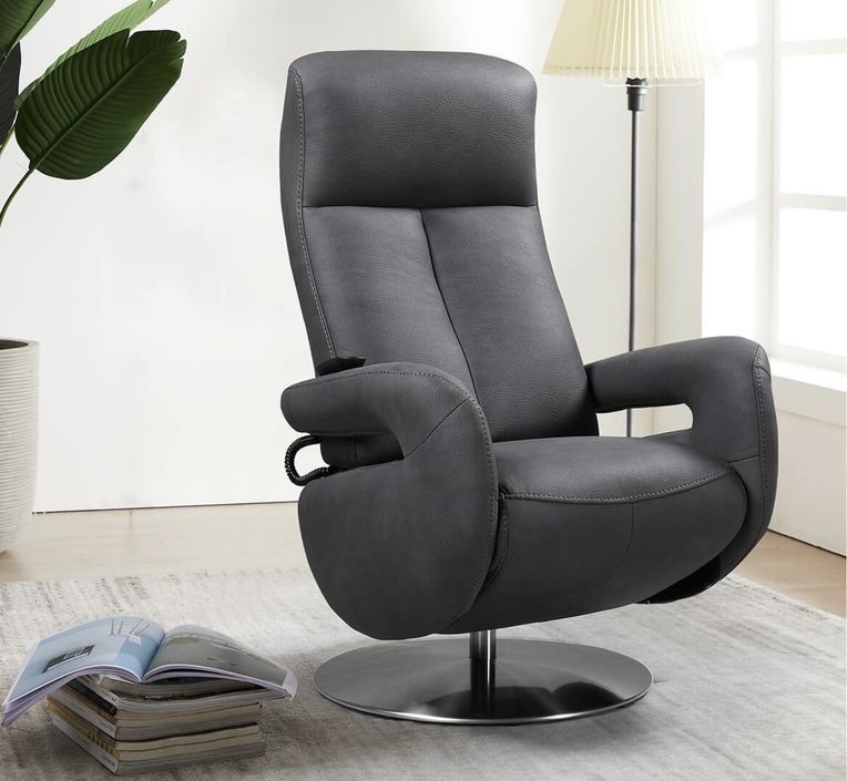 Fauteuil de relaxation électrique 2 moteurs en nubuck avec têtière réglable Balbo - Photo n°3