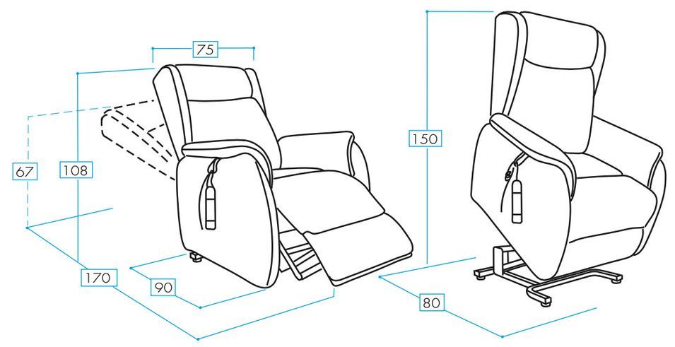 Fauteuil de relaxation et releveur 2 moteurs en nubuck 2 moteurs électriques Biza - Photo n°8