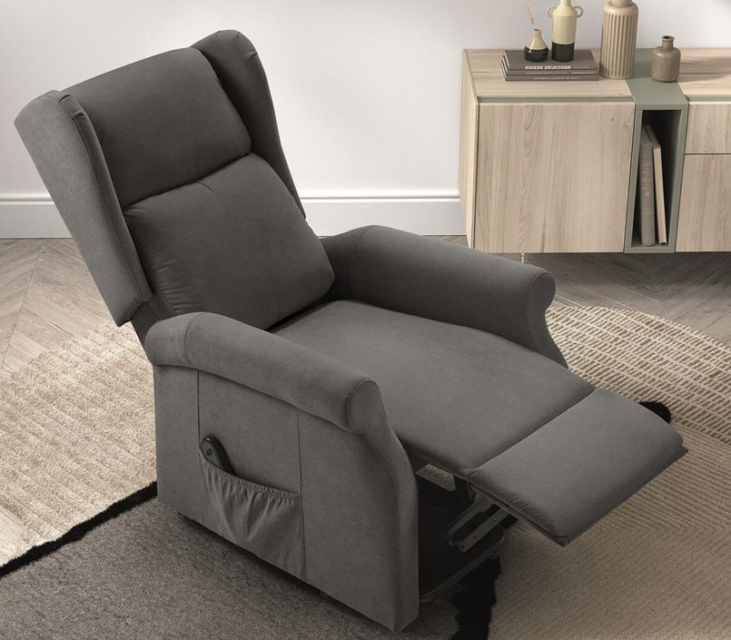 Fauteuil de relaxation et releveur électrique 2 moteurs tissu Agora - Photo n°4