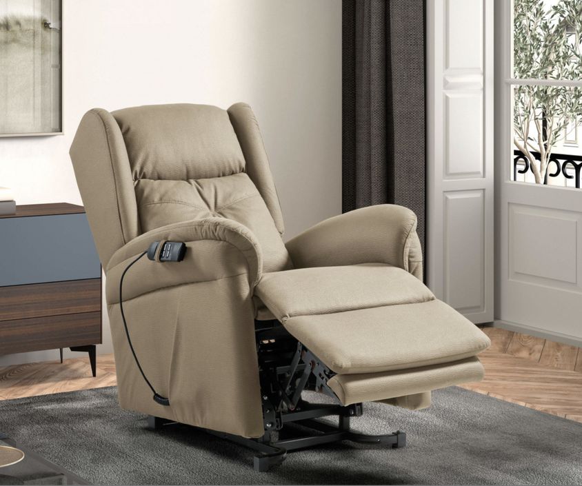 Fauteuil de relaxation et releveur électrique 2 moteurs tissu Kalone - Photo n°2