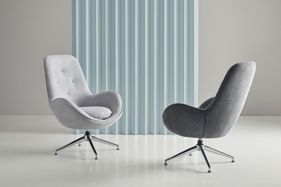 Fauteuil design pivotant à 360º tissu gris foncé Oeuf 79 cm - Photo n°7