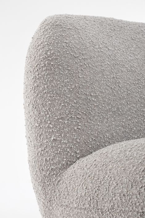 Fauteuil design pivotant tissu doux bouclé gris et pieds acier noir Maggy 81 cm - Photo n°6
