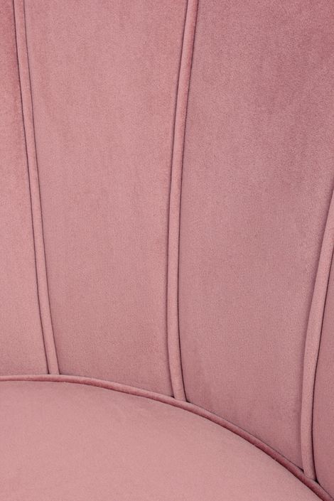 Fauteuil design velours rose poudré et pieds acier doré Gala 80 cm - Photo n°6
