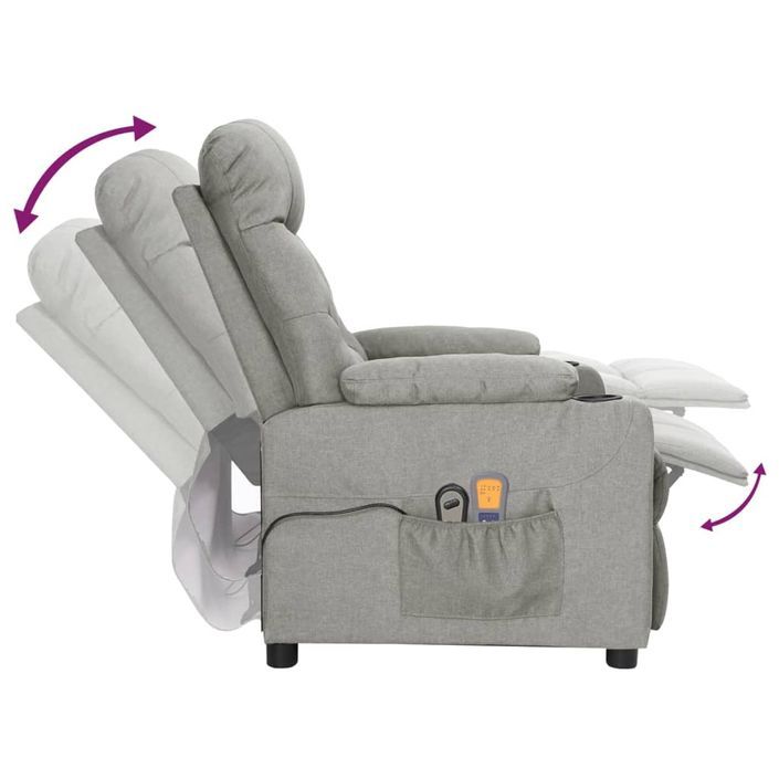 Fauteuil électrique de massage Gris clair Tissu - Photo n°7