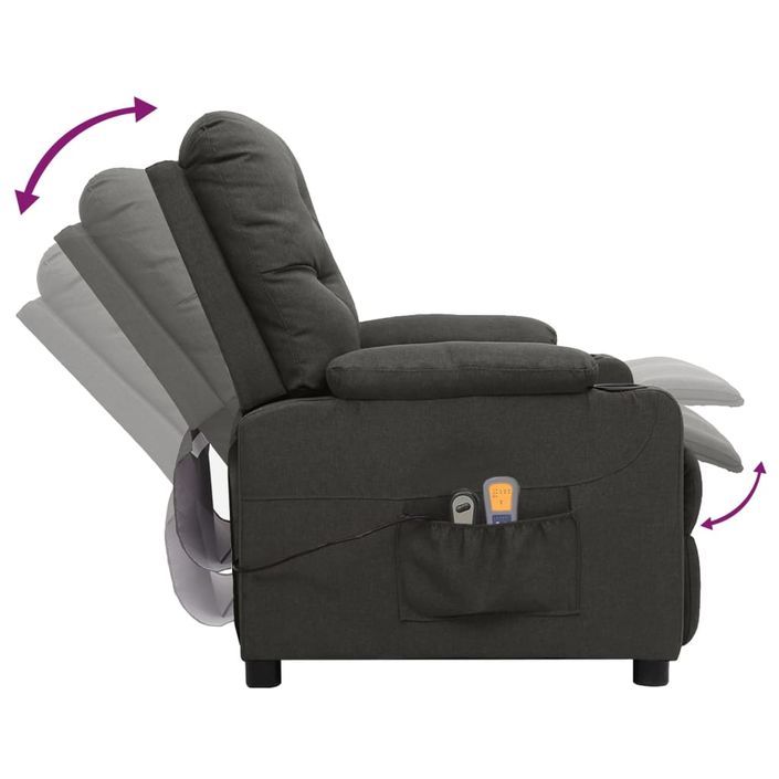 Fauteuil électrique de massage Gris foncé Tissu - Photo n°6