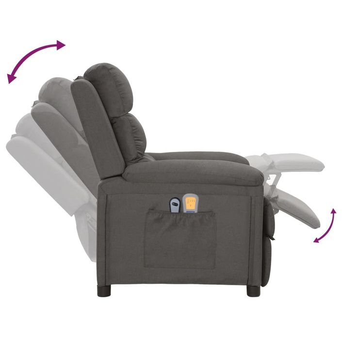 Fauteuil électrique de massage Gris foncé Tissu - Photo n°8