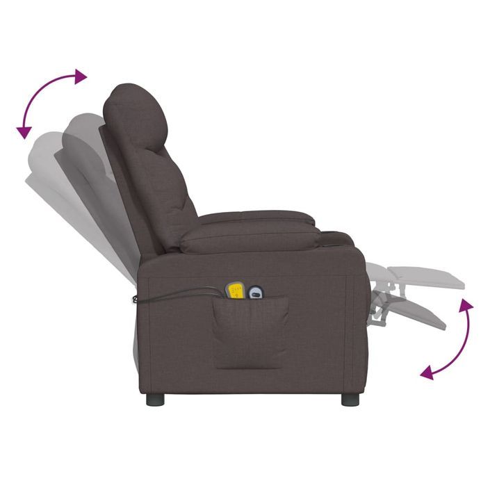 Fauteuil électrique de massage Marron foncé Tissu - Photo n°7