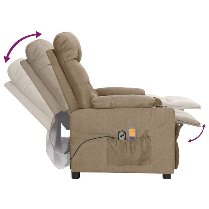 Fauteuil électrique de massage Taupe Tissu - Photo n°7