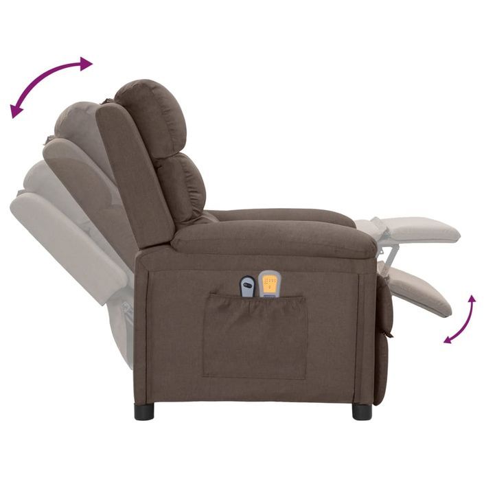 Fauteuil électrique de massage Taupe Tissu 3 - Photo n°8