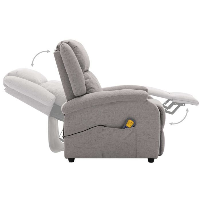 Fauteuil électrique inclinable de massage tissu gris clair Bizen - Photo n°6