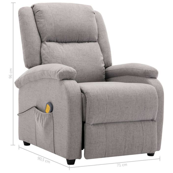 Fauteuil électrique inclinable de massage tissu gris clair Bizen - Photo n°9