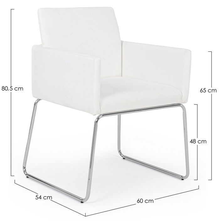 Fauteuil en acier et en simili cuir blanc Sixty - Lot de 2 - Photo n°3