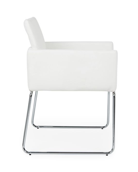 Fauteuil en acier et en simili cuir blanc Sixty - Lot de 2 - Photo n°8