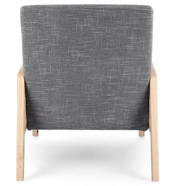 Fauteuil en bois de pin et rotin assise tissu gris foncé Denvar 68 cm - Photo n°5