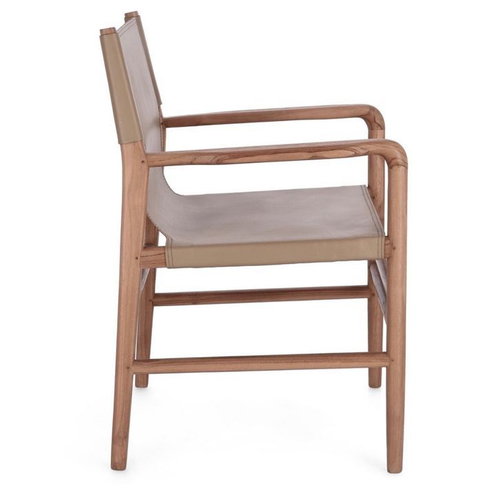 Fauteuil en bois de Teck et cuir Karole – Modernité et durabilité - Photo n°3