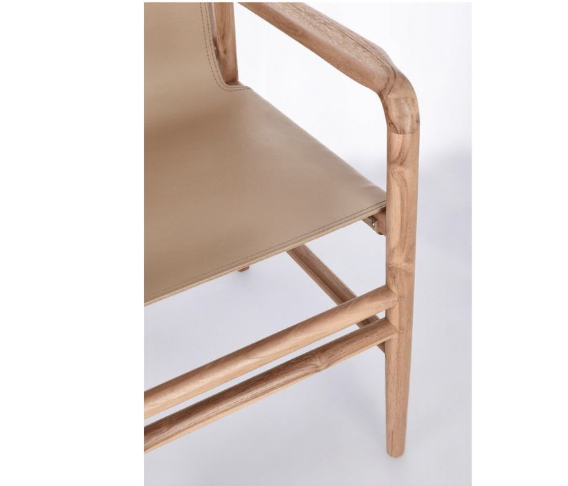 Fauteuil en bois de Teck et cuir Karole – Modernité et durabilité - Photo n°6