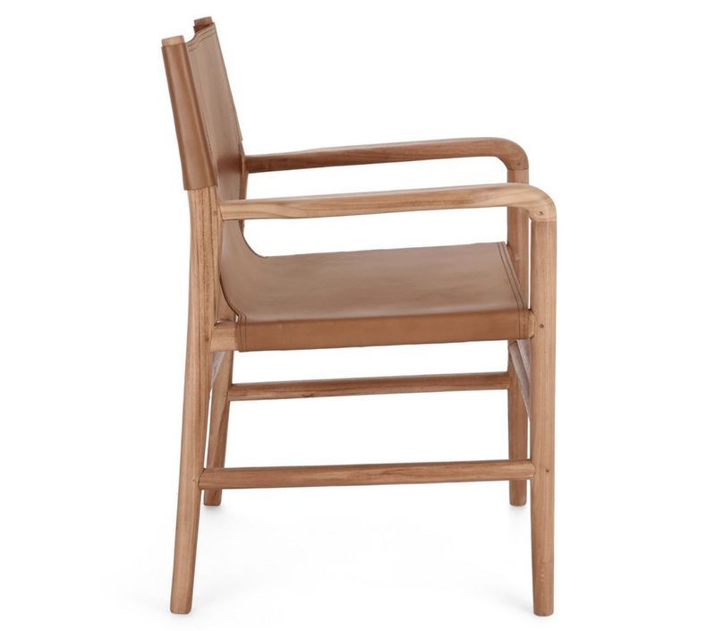 Fauteuil en bois de Teck et cuir Karole – Modernité et durabilité - Photo n°2