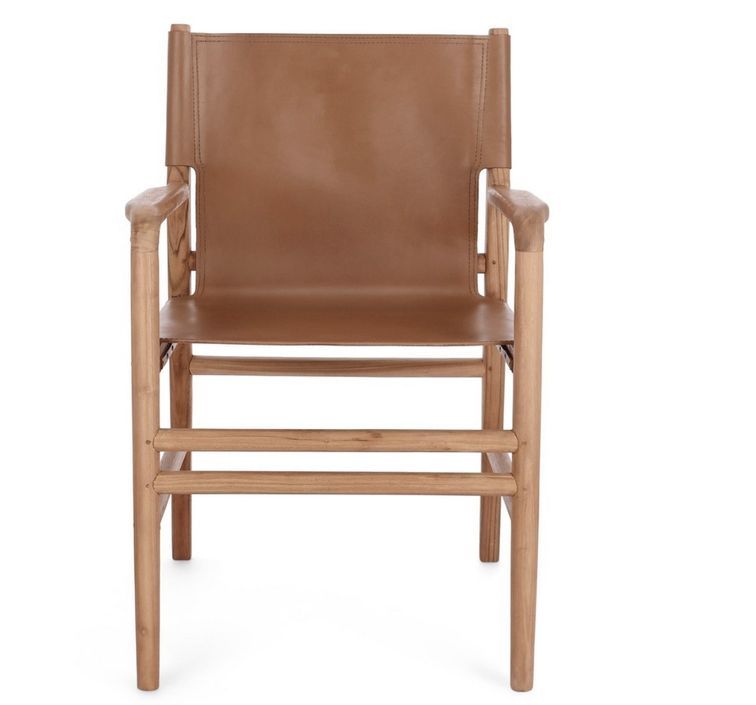 Fauteuil en bois de Teck et cuir Karole – Modernité et durabilité - Photo n°3