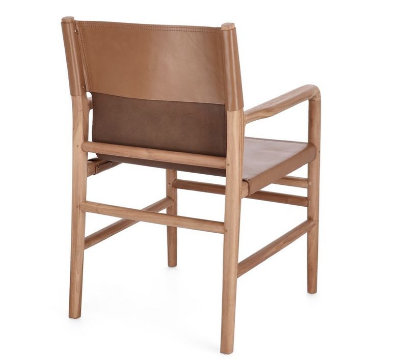 Fauteuil en bois de Teck et cuir Karole – Modernité et durabilité - Photo n°4