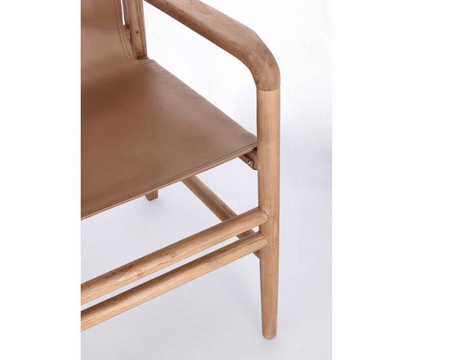 Fauteuil en bois de Teck et cuir Karole – Modernité et durabilité - Photo n°5