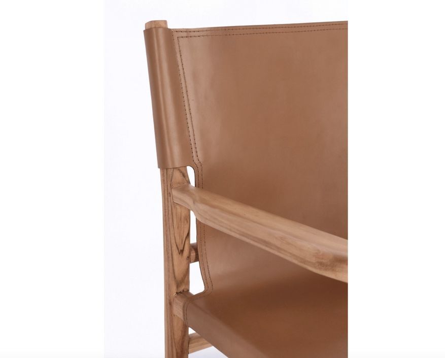 Fauteuil en bois de Teck et cuir Karole – Modernité et durabilité - Photo n°6