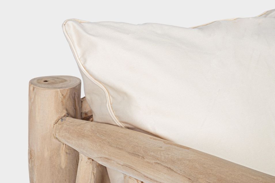 Fauteuil en bois teck naturel avec coussin blanc Sary - Photo n°4