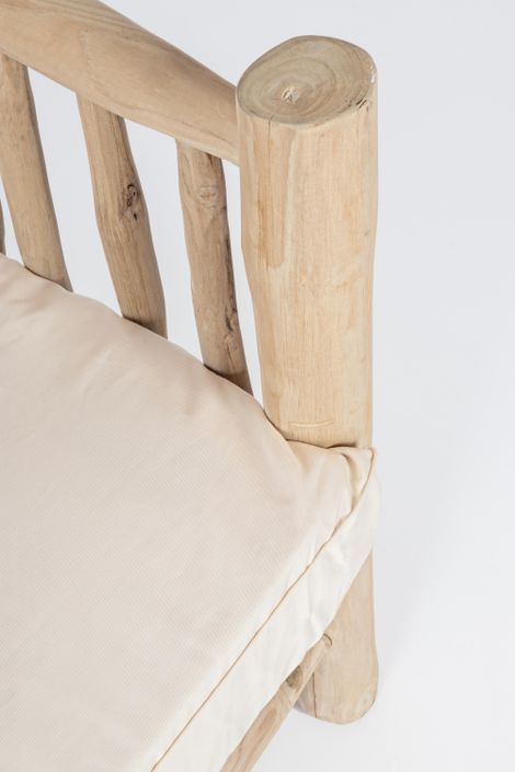 Fauteuil en bois teck naturel avec coussin blanc Sary - Photo n°5