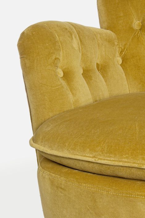 Fauteuil en coton jaune et pieds en bois naturel Oria - Photo n°7