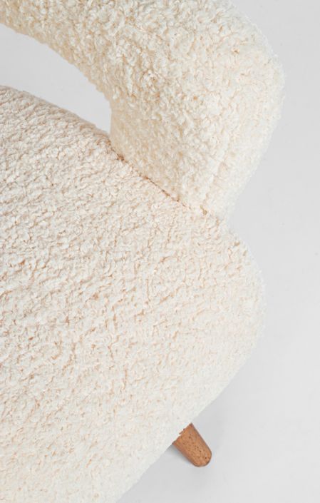 Fauteuil en polyester effet laine blanc Bagy - Photo n°5
