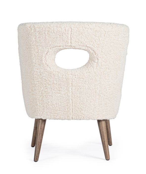 Fauteuil en polyester effet laine blanc Tina - Photo n°6