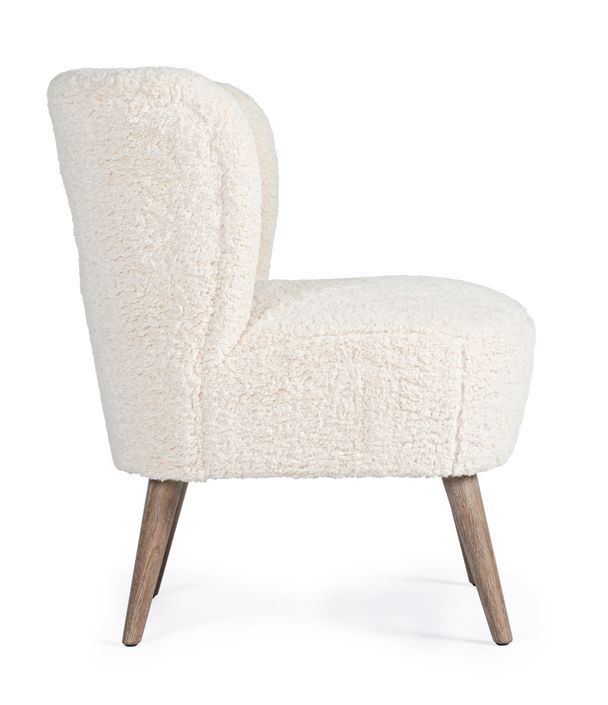 Fauteuil en polyester effet laine blanc Tina - Photo n°7