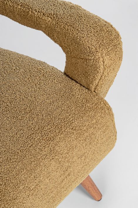 Fauteuil en polyester effet laine marron clair Bagy - Photo n°5