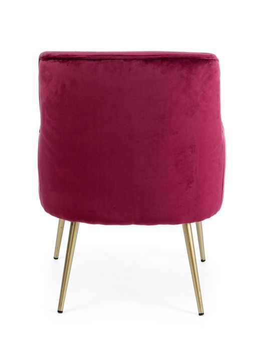 Fauteuil en polyester effet velours rose Natan - Photo n°5