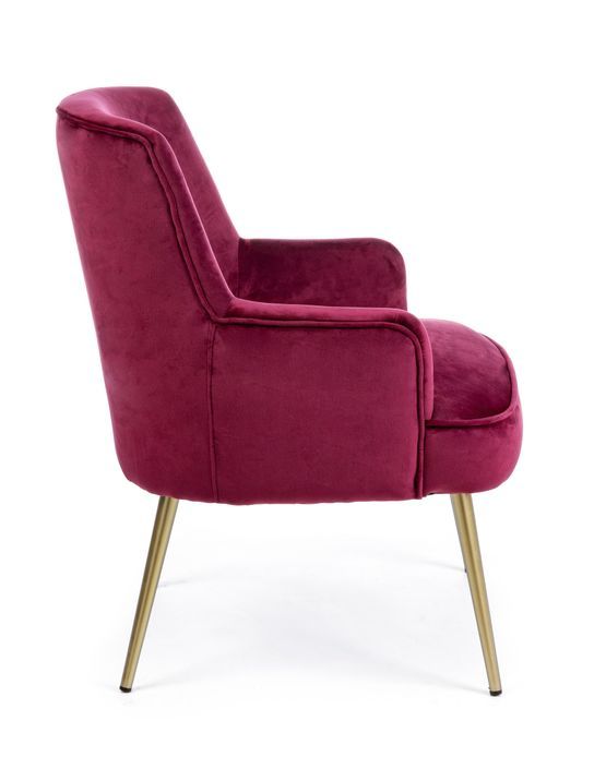 Fauteuil en polyester effet velours rose Natan - Photo n°6