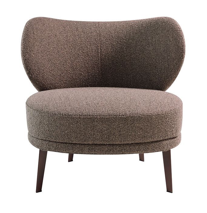 Fauteuil en tissu gaufré taupe et pieds en acier brun Jared - Photo n°3