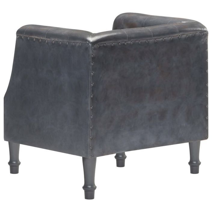 Fauteuil Gris Cuir véritable - Photo n°5