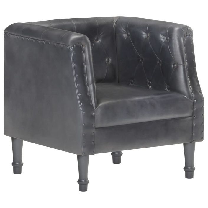 Fauteuil Gris Cuir véritable - Photo n°9