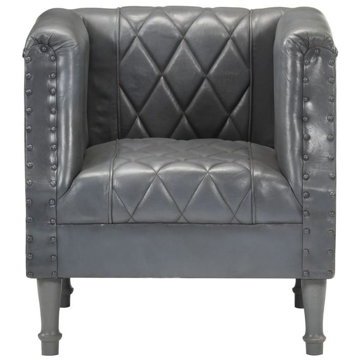 Fauteuil Gris Cuir véritable de chèvre - Photo n°3