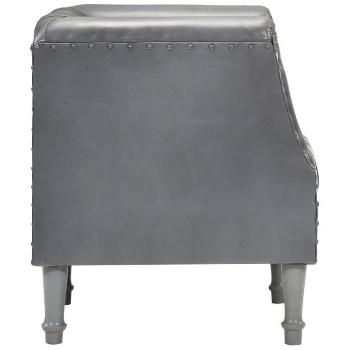 Fauteuil Gris Cuir véritable de chèvre - Photo n°4